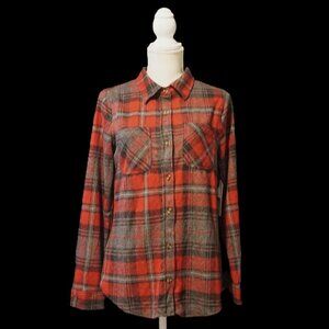 Ci Sono Flannel Button Up Red and Gray Plaid Shirt Women’s Small
